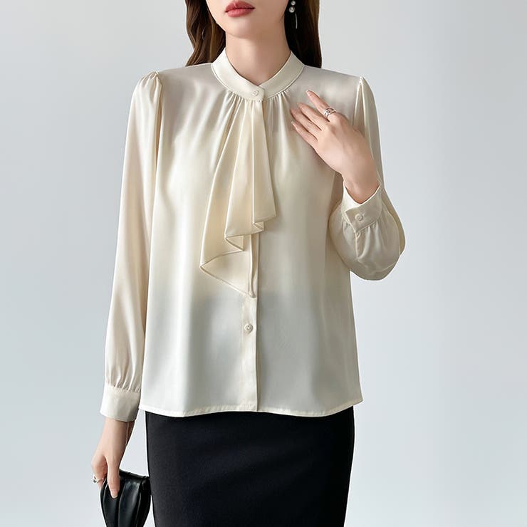 【フロントドレープで結ばず即 華やか】 スカーフタイブラウス | COCOMOMO | 詳細画像2 