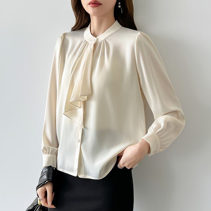 【フロントドレープで結ばず即 華やか】 スカーフタイブラウス | COCOMOMO | 詳細画像3 