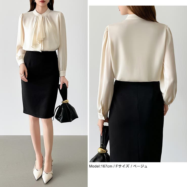 【フロントドレープで結ばず即 華やか】 スカーフタイブラウス | COCOMOMO | 詳細画像4 