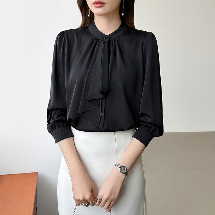 【フロントドレープで結ばず即 華やか】 スカーフタイブラウス | COCOMOMO | 詳細画像44 