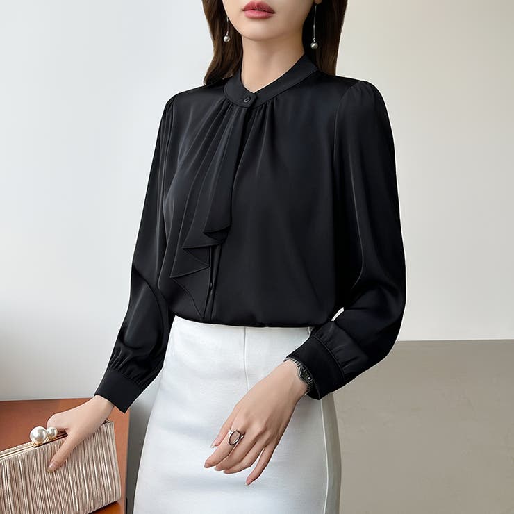 【フロントドレープで結ばず即 華やか】 スカーフタイブラウス | COCOMOMO | 詳細画像45 