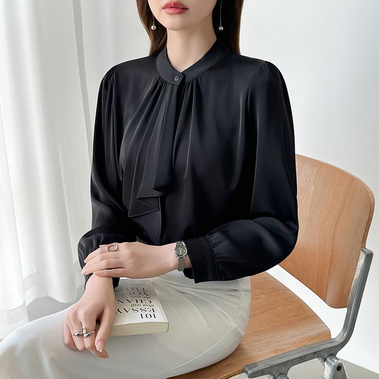 【フロントドレープで結ばず即 華やか】 スカーフタイブラウス | COCOMOMO | 詳細画像46 