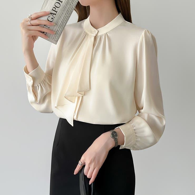 【フロントドレープで結ばず即 華やか】 スカーフタイブラウス | COCOMOMO | 詳細画像6 