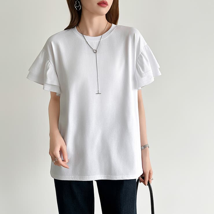 技ありフリル袖トップス Tシャツ フリルtシャツ | COCOMOMO | 詳細画像2 