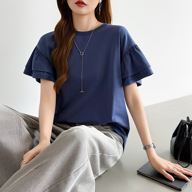 技ありフリル袖トップス Tシャツ フリルtシャツ | COCOMOMO | 詳細画像20 