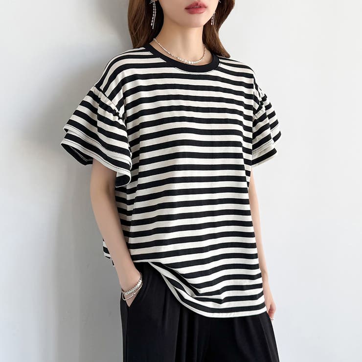 【新色登場】 技ありフリル袖トップス Tシャツ | COCOMOMO | 詳細画像65 