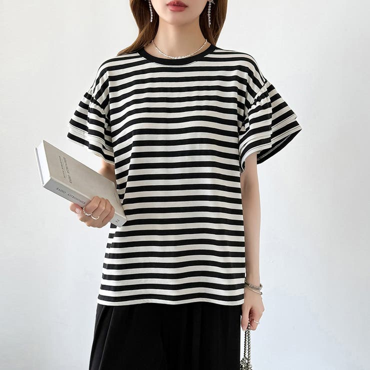 【新色登場】 技ありフリル袖トップス Tシャツ | COCOMOMO | 詳細画像67 