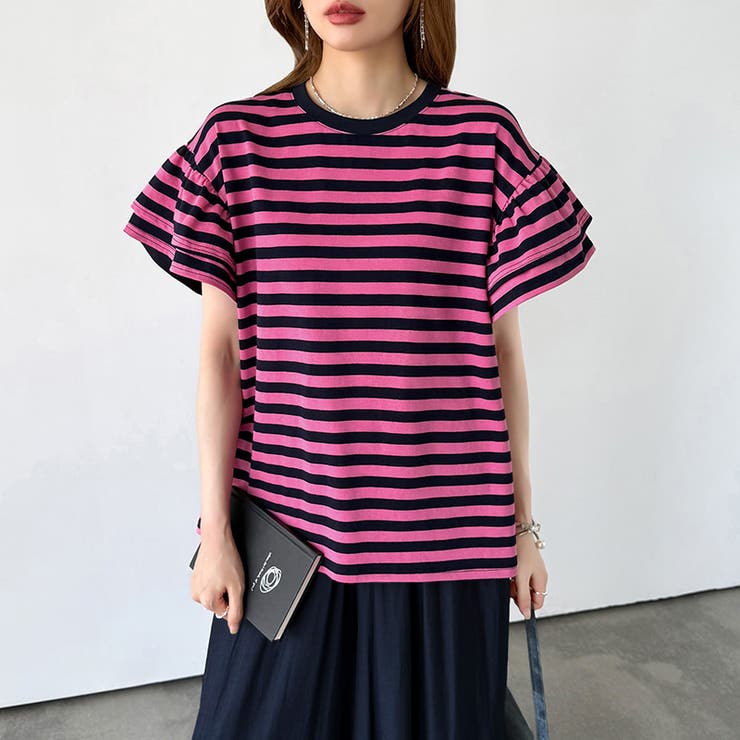【新色登場】 技ありフリル袖トップス Tシャツ | COCOMOMO | 詳細画像86 
