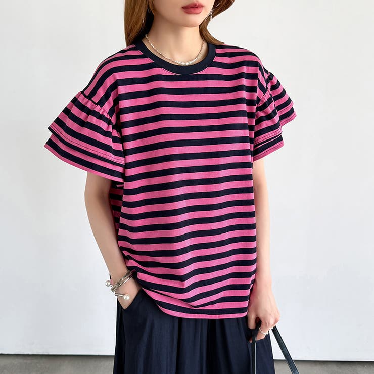【新色登場】 技ありフリル袖トップス Tシャツ | COCOMOMO | 詳細画像87 