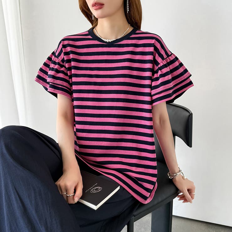 【新色登場】 技ありフリル袖トップス Tシャツ | COCOMOMO | 詳細画像88 