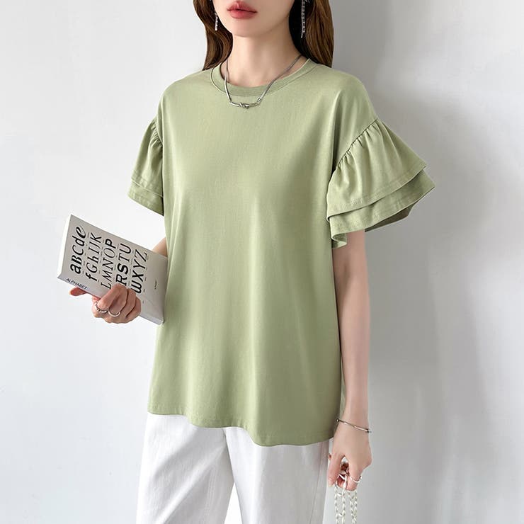 【新色登場】 技ありフリル袖トップス Tシャツ | COCOMOMO | 詳細画像55 