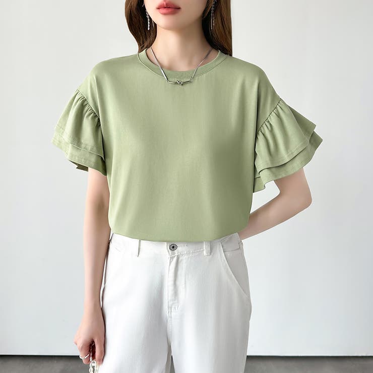 【新色登場】 技ありフリル袖トップス Tシャツ | COCOMOMO | 詳細画像57 
