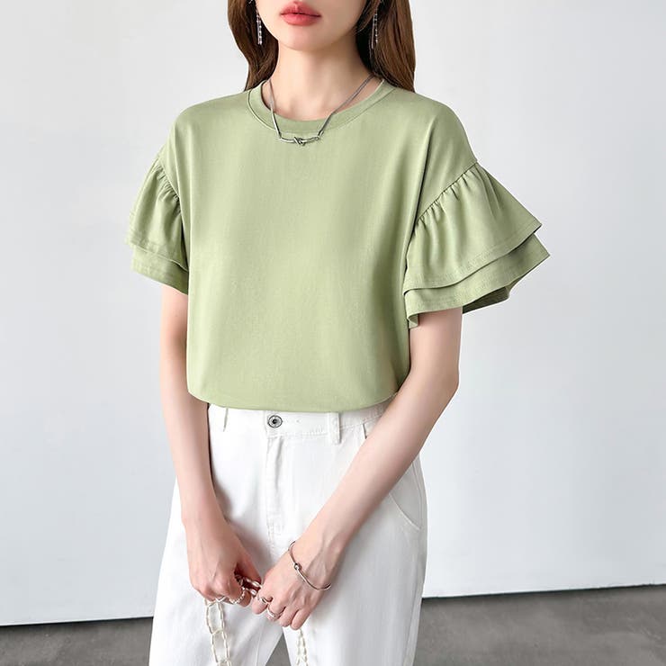 【新色登場】 技ありフリル袖トップス Tシャツ | COCOMOMO | 詳細画像58 