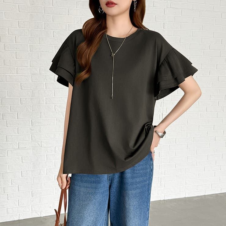 技ありフリル袖トップス Tシャツ フリルtシャツ | COCOMOMO | 詳細画像38 