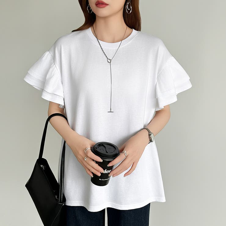 技ありフリル袖トップス Tシャツ フリルtシャツ | COCOMOMO | 詳細画像7 