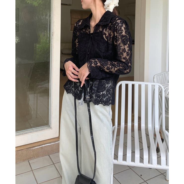 【刺繍レースで上品に透かす】レースブラウス キャミソールセット 総レース | COCOMOMO | 詳細画像10 