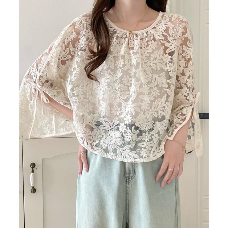 【透け感レイヤード】レースブラウス キャミソールセット 前後2WAY | COCOMOMO | 詳細画像9 