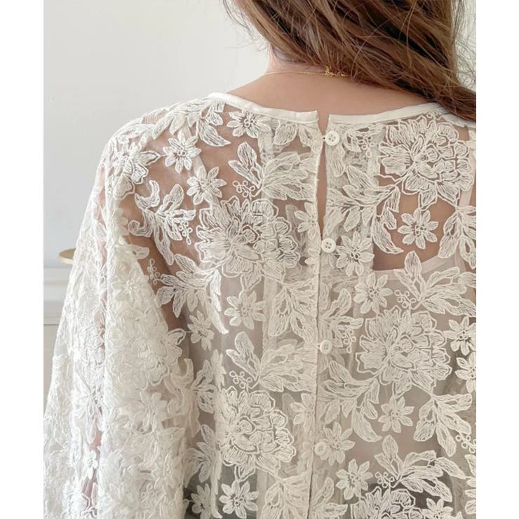 【透け感レイヤード】レースブラウス キャミソールセット 前後2WAY | COCOMOMO | 詳細画像12 