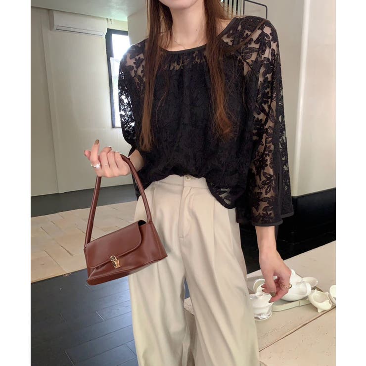 【透け感レイヤード】レースブラウス キャミソールセット 前後2WAY | COCOMOMO | 詳細画像14 