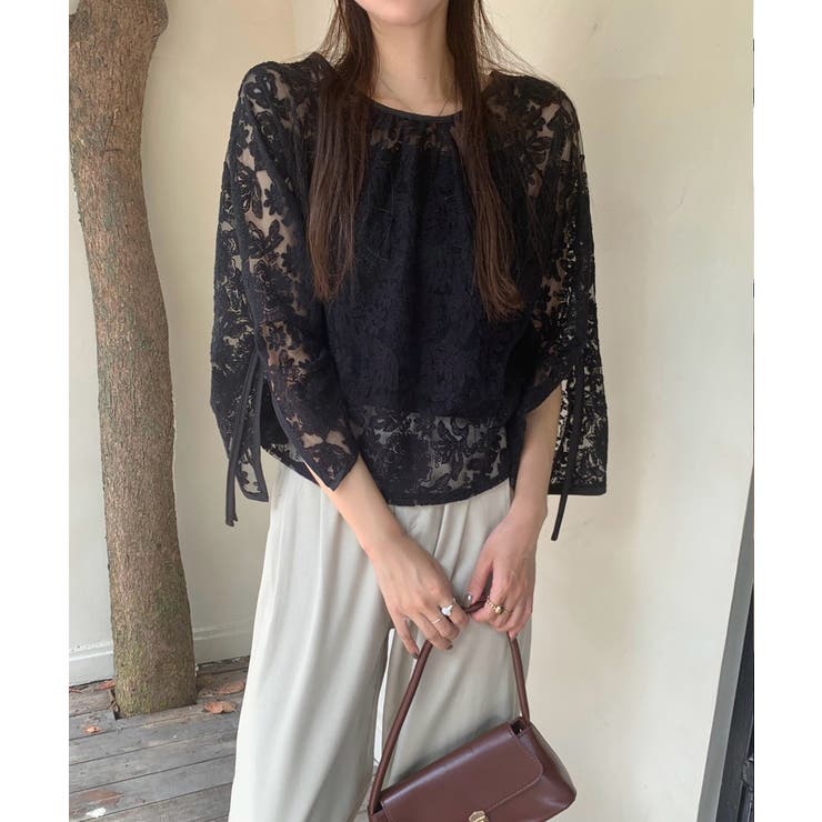 【透け感レイヤード】レースブラウス キャミソールセット 前後2WAY | COCOMOMO | 詳細画像15 