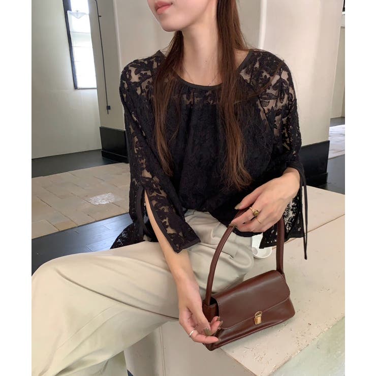 【透け感レイヤード】レースブラウス キャミソールセット 前後2WAY | COCOMOMO | 詳細画像16 