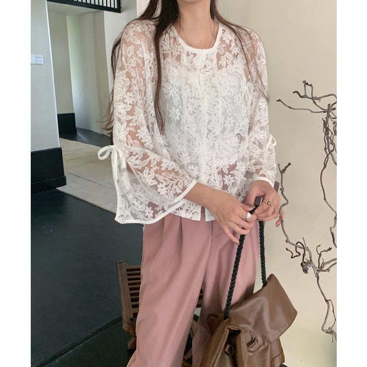 【透け感レイヤード】レースブラウス キャミソールセット 前後2WAY | COCOMOMO | 詳細画像24 