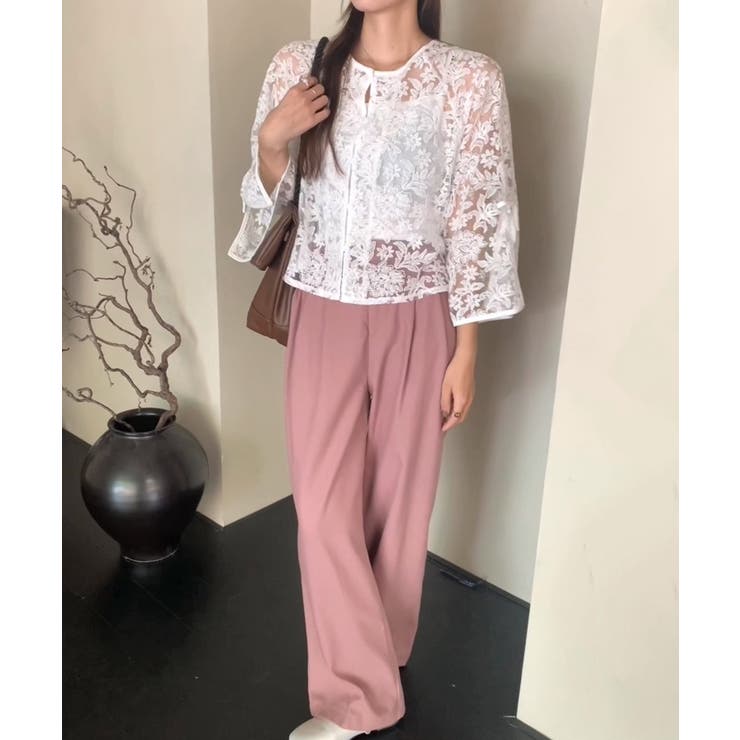 【透け感レイヤード】レースブラウス キャミソールセット 前後2WAY | COCOMOMO | 詳細画像27 