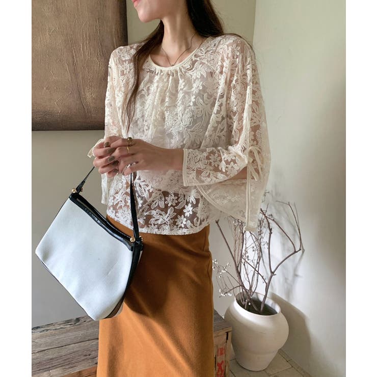 【透け感レイヤード】レースブラウス キャミソールセット 前後2WAY | COCOMOMO | 詳細画像2 