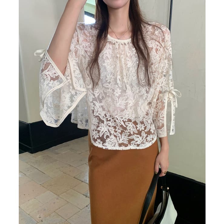 【透け感レイヤード】レースブラウス キャミソールセット 前後2WAY | COCOMOMO | 詳細画像3 