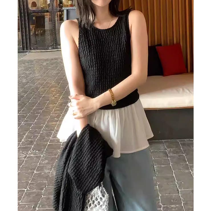 今っぽ可愛い欲張りアンサンブル ペプラムタンクトップ カーディガン | COCOMOMO | 詳細画像10 