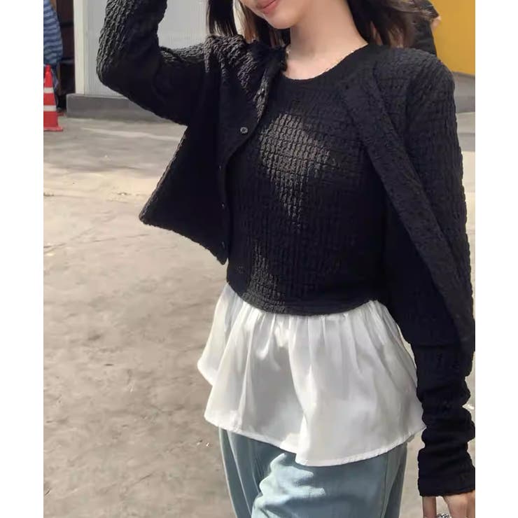 今っぽ可愛い欲張りアンサンブル ペプラムタンクトップ カーディガン | COCOMOMO | 詳細画像11 