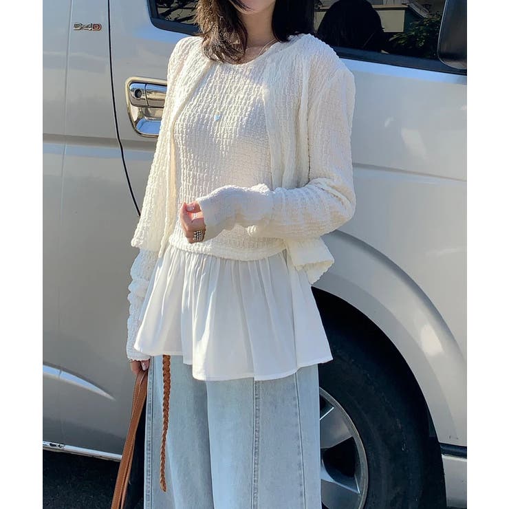 今っぽ可愛い欲張りアンサンブル ペプラムタンクトップ カーディガン | COCOMOMO | 詳細画像3 