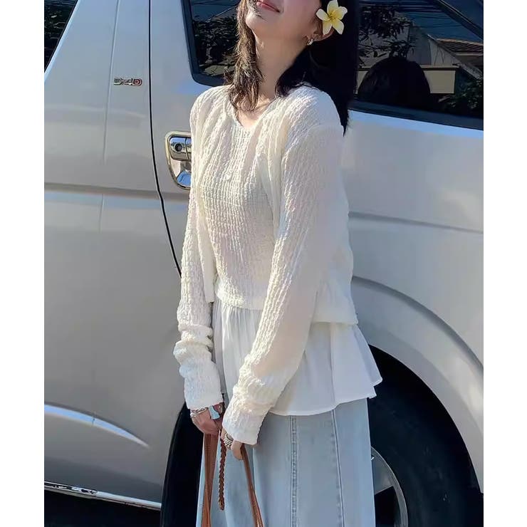 今っぽ可愛い欲張りアンサンブル ペプラムタンクトップ カーディガン | COCOMOMO | 詳細画像4 