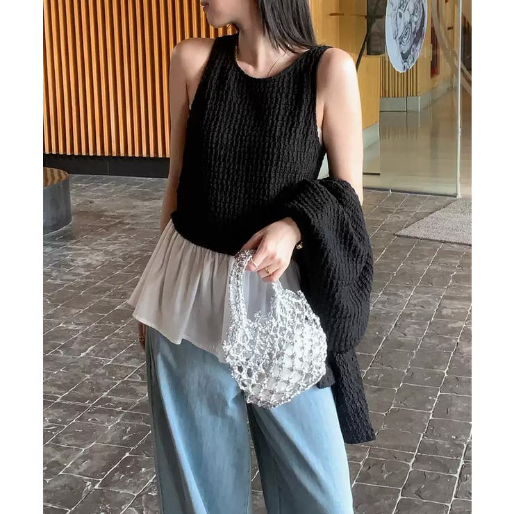 今っぽ可愛い欲張りアンサンブル ペプラムタンクトップ カーディガン | COCOMOMO | 詳細画像7 