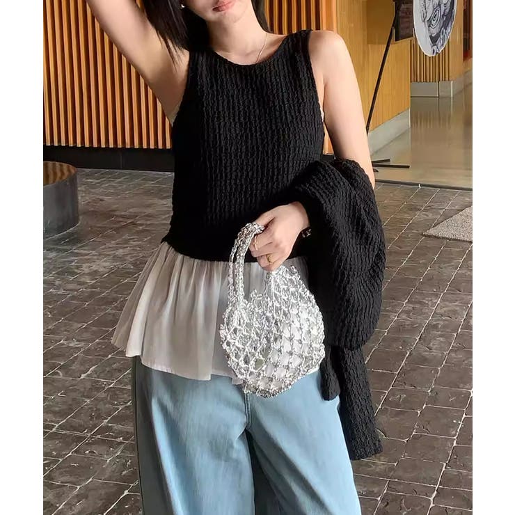 今っぽ可愛い欲張りアンサンブル ペプラムタンクトップ カーディガン | COCOMOMO | 詳細画像9 