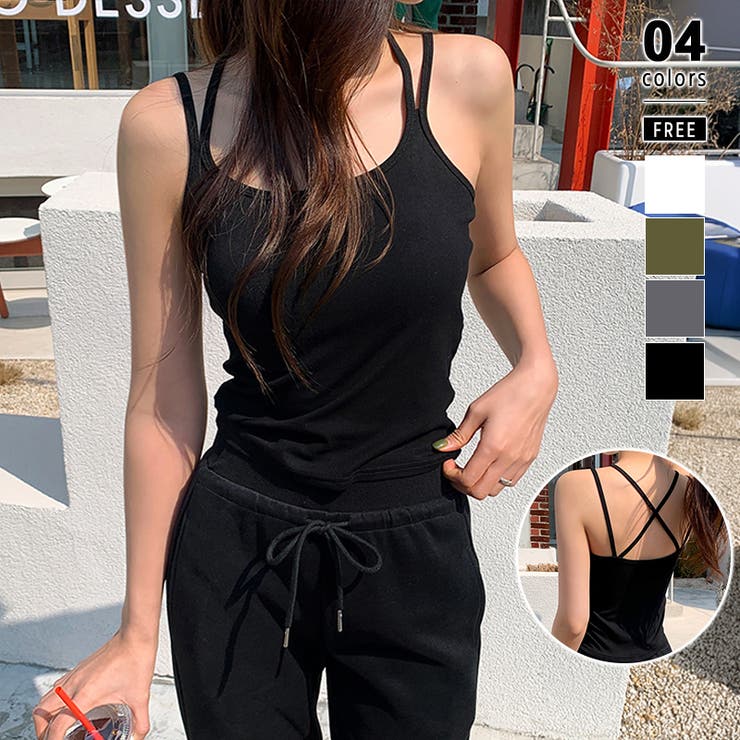 カップ付きバッククロスキャミスール カップ付きキャミソール ダブルストラップ | COCOMOMO | 詳細画像1 