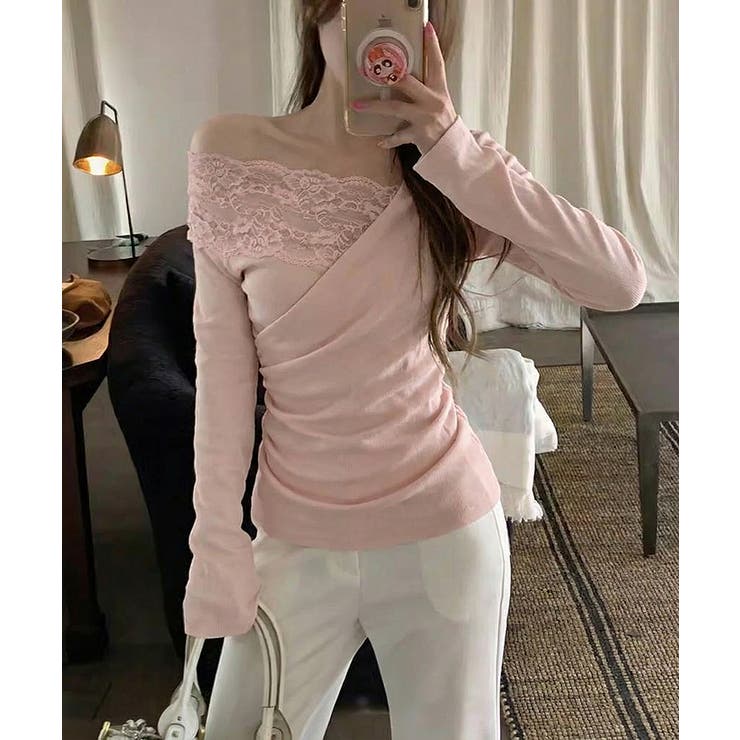 肩出しレースで視線ひとり占め。オフショルレーストップス オフショルダー ワンショ… | COCOMOMO | 詳細画像12 