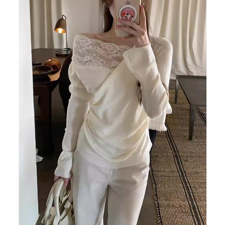 肩出しレースで視線ひとり占め。オフショルレーストップス オフショルダー ワンショ… | COCOMOMO | 詳細画像6 