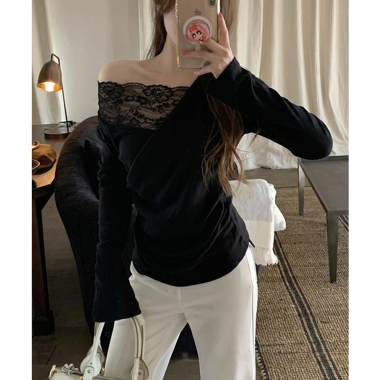 肩出しレースで視線ひとり占め。オフショルレーストップス オフショルダー ワンショ… | COCOMOMO | 詳細画像8 