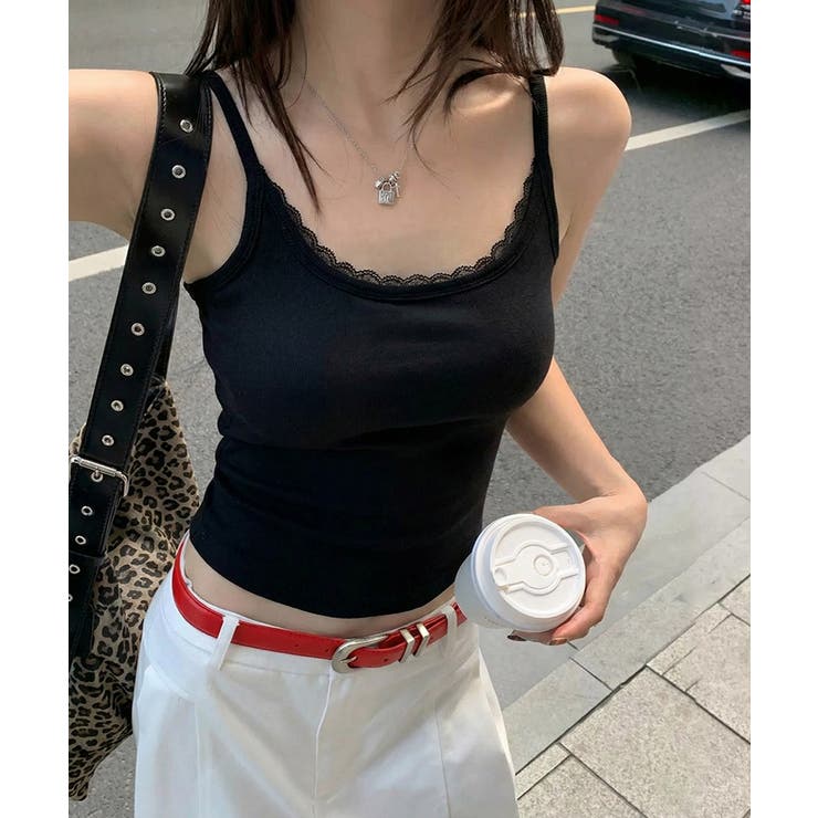 リブ×レースの最旬見せキャミ フロントレースキャミソール カップ付きキャミソール | COCOMOMO | 詳細画像21 