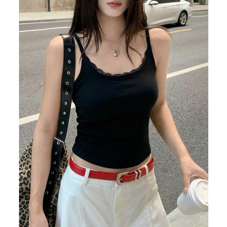 リブ×レースの最旬見せキャミ フロントレースキャミソール カップ付きキャミソール | COCOMOMO | 詳細画像22 