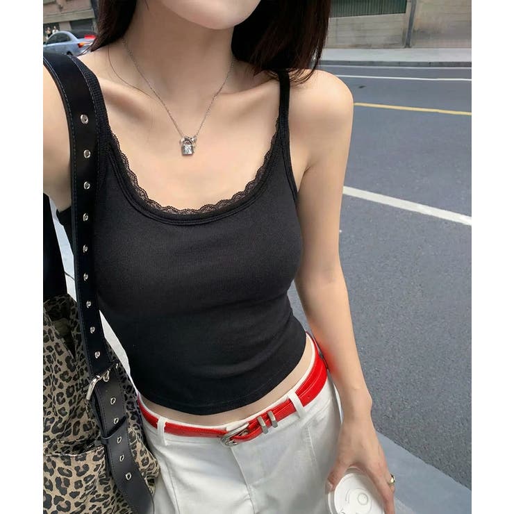 リブ×レースの最旬見せキャミ フロントレースキャミソール カップ付きキャミソール | COCOMOMO | 詳細画像24 