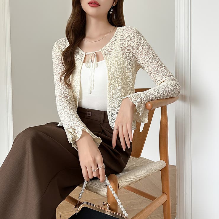 【ぽこぽこ立体レース】 シアーレースカーディガン カーディガン | COCOMOMO | 詳細画像10 