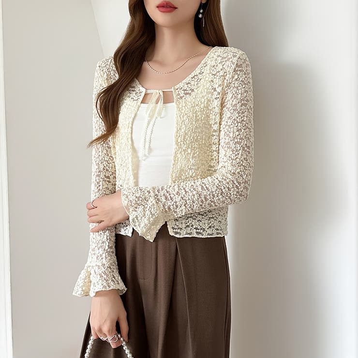 【ぽこぽこ立体レース】 シアーレースカーディガン カーディガン | COCOMOMO | 詳細画像11 