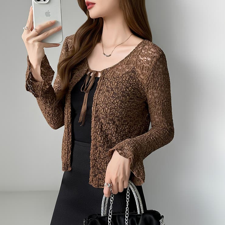 【ぽこぽこ立体レース】 シアーレースカーディガン カーディガン | COCOMOMO | 詳細画像17 