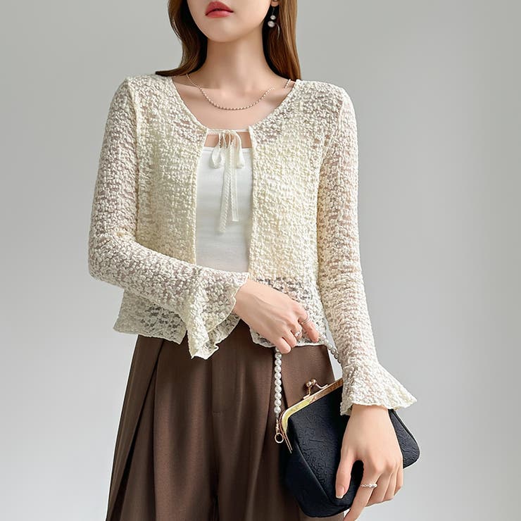 【ぽこぽこ立体レース】 シアーレースカーディガン カーディガン | COCOMOMO | 詳細画像2 