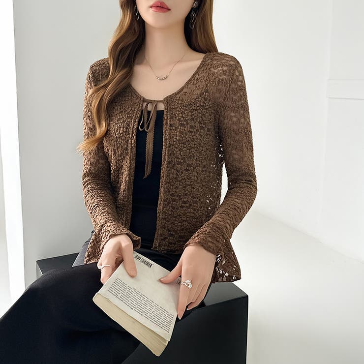 【ぽこぽこ立体レース】 シアーレースカーディガン カーディガン | COCOMOMO | 詳細画像20 