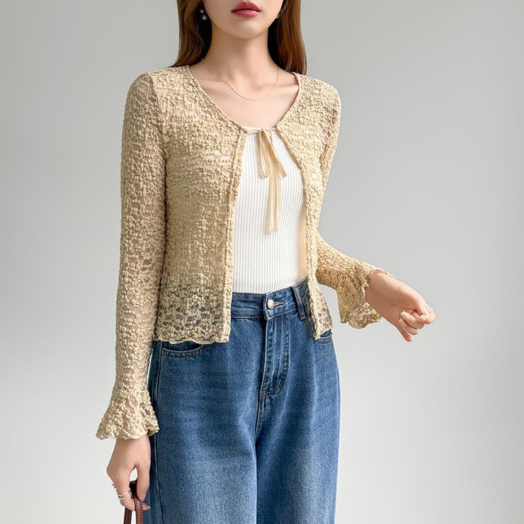 【ぽこぽこ立体レース】 シアーレースカーディガン カーディガン | COCOMOMO | 詳細画像24 