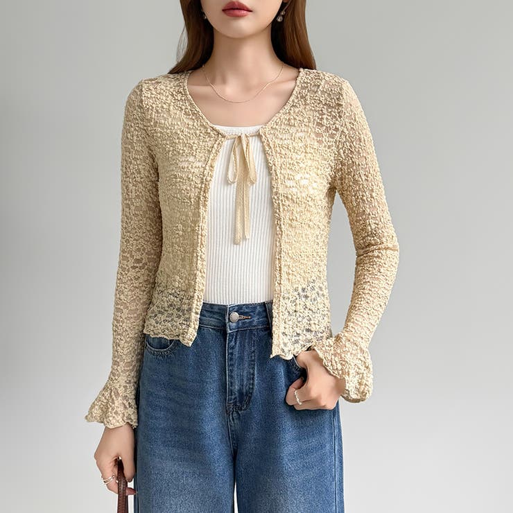 【ぽこぽこ立体レース】 シアーレースカーディガン カーディガン | COCOMOMO | 詳細画像27 