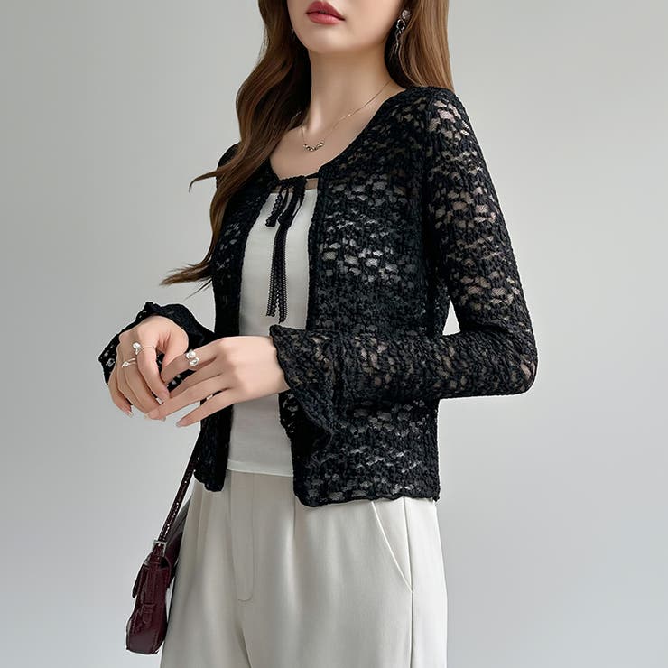 【ぽこぽこ立体レース】 シアーレースカーディガン カーディガン | COCOMOMO | 詳細画像31 